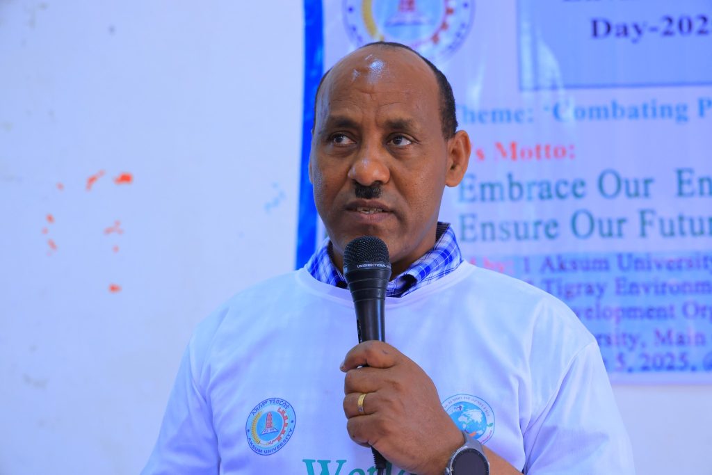 ዩኒቨርስቲ ኣኽሱም ምስ ትካል ስነ-ከባብን ዘላቂ ልምዓትን ትግራይ ብምትሕብባር ዓለም_ለኸ መዓልቲ ስነ ከባቢ” ( World Environmental Day)”ብኽለት ፕላስቲክ ንከለኸል (Combating Plastic Pollution)” ብዝብል ጭብጢ”ዓውደ መፅናዕቲ ኣካይዱ።